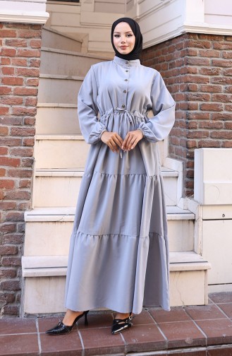 Grau Hijab Kleider 2101-04