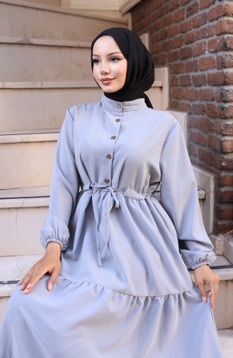 Grau Hijab Kleider 2101-04