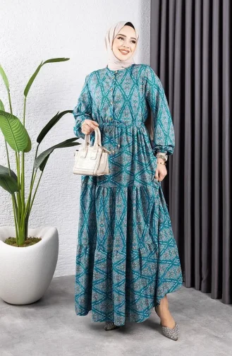 Viscose Jurk Met Strik In De Taille 7109-02 Groen 7109-02