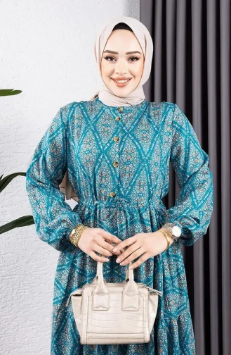 Viscose Jurk Met Strik In De Taille 7109-02 Groen 7109-02