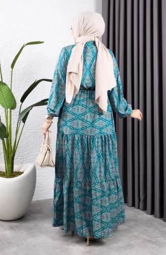 Viscose Jurk Met Strik In De Taille 7109-02 Groen 7109-02