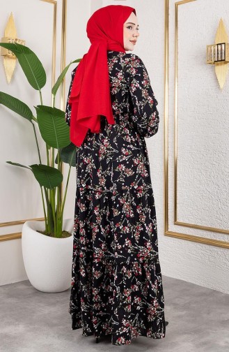 Schwarz Hijab Kleider 7122-01