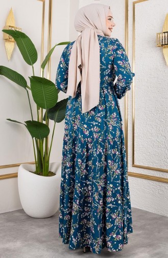 Petroleum Hijab Kleider 7122-03