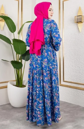 فستان من الفيسكوز مع ربطة عند الخصر 7122-04 نيلي 7122-04