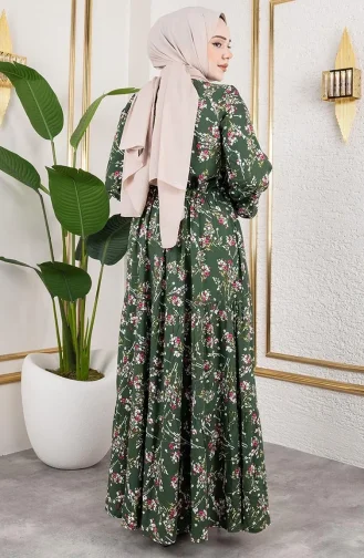 Viskose Kleid Mit Bindegürtel 7122-05 Khaki 7122-05