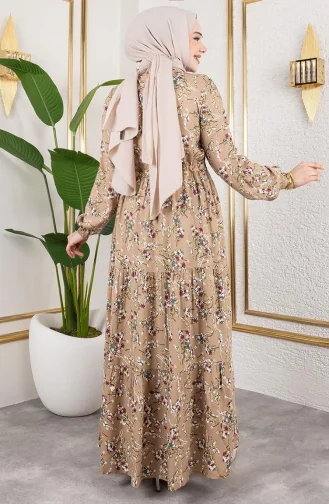 Viskose Kleid Mit Bindeband An Der Taille 7122-06 Nerz 7122-06