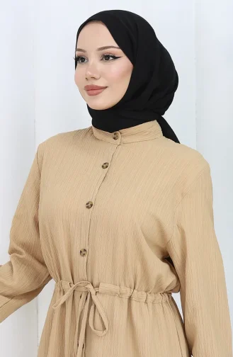 Ensemble Deux Pièces Tunique Et Pantalon Boutonnés 2100-05 Café Au Lait 2100-05