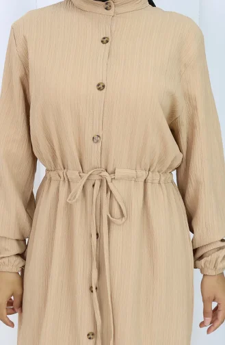 Ensemble Deux Pièces Tunique Et Pantalon Boutonnés 2100-05 Café Au Lait 2100-05