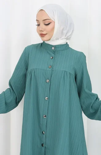 Buttoned Tunic Trousers Two Piece Suit 2108-03 Green 2108-03