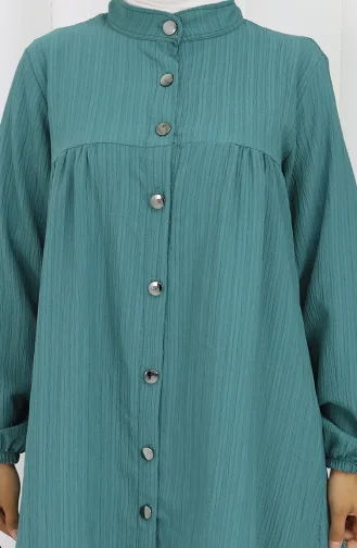 Buttoned Tunic Trousers Two Piece Suit 2108-03 Green 2108-03