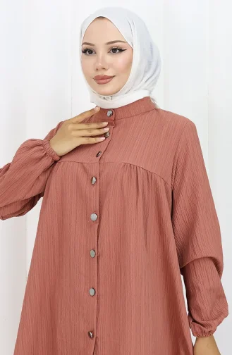 Boydan Düğmeli Tunik Pantolon İkili Takım 2108-04 Gül Kurusu