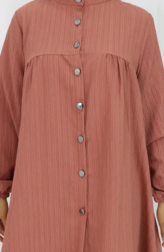 Boydan Düğmeli Tunik Pantolon İkili Takım 2108-04 Gül Kurusu