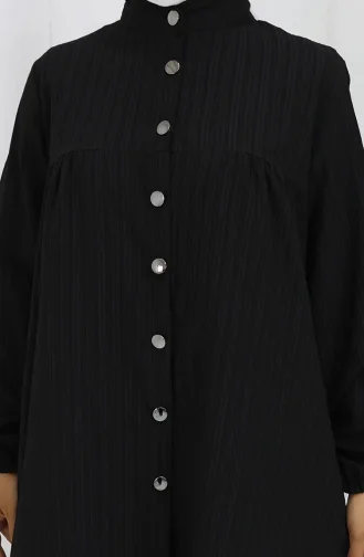 Boydan Düğmeli Tunik Pantolon İkili Takım 2108-05 Siyah