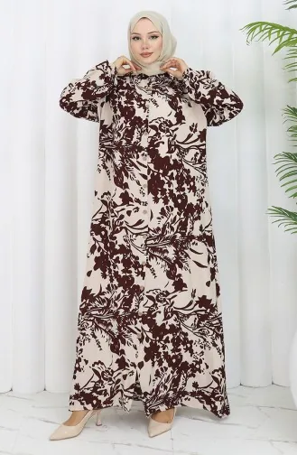 Robe Boutonnée En Tissu Viscose 0120-01 Marron 0120-01