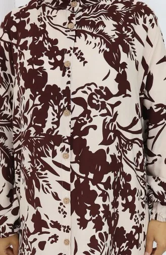 Robe Boutonnée En Tissu Viscose 0120-01 Marron 0120-01