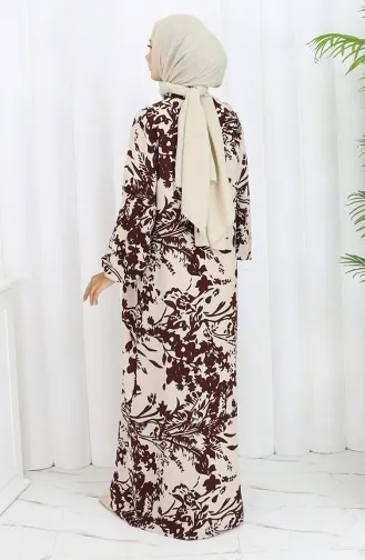 Robe Boutonnée En Tissu Viscose 0120-01 Marron 0120-01