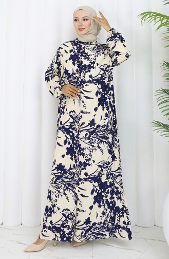 Navy Blue Hijab Dress 0120-03
