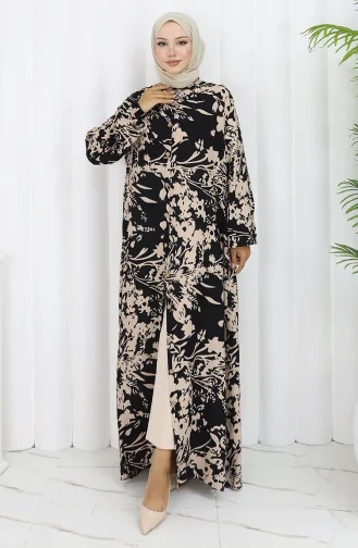 Robe Boutonnée En Tissu Viscose 0120-04 Vison Noir 0120-04