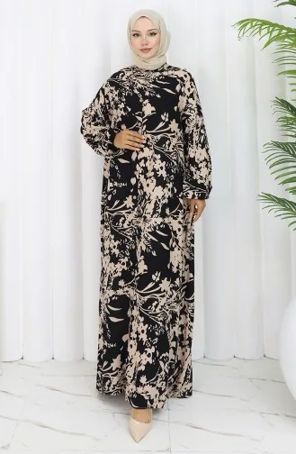 Robe Boutonnée En Tissu Viscose 0120-04 Vison Noir 0120-04