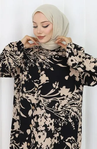 Robe Boutonnée En Tissu Viscose 0120-04 Vison Noir 0120-04