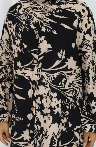 Robe Boutonnée En Tissu Viscose 0120-04 Vison Noir 0120-04