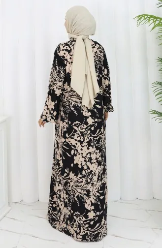 Robe Boutonnée En Tissu Viscose 0120-04 Vison Noir 0120-04