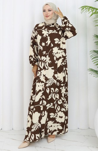 Brown Hijab Dress 0121-03