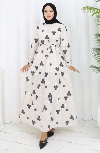 Beige Hijab Kleider 2099-01