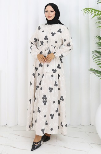 Beige Hijab Kleider 2099-01