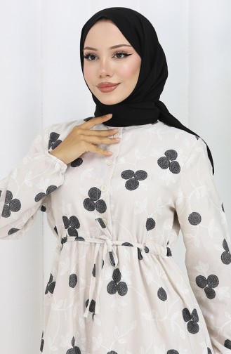 Beige Hijab Kleider 2099-01
