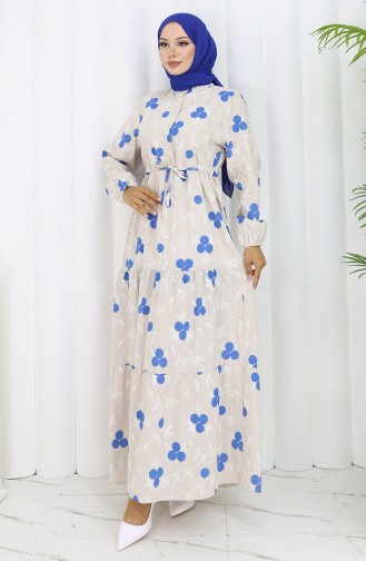 Beige Hijab Kleider 2099-02
