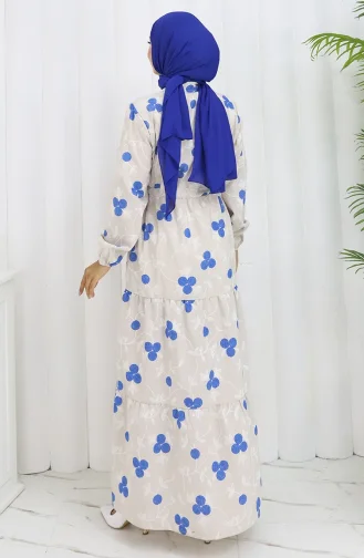 Half Buttoned Linen Dress 2099-02 Beige Saxe 2099-02