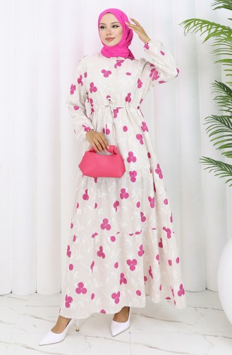 Beige Hijab Kleider 2099-04