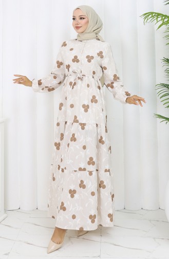 Beige Hijab Kleider 2099-05