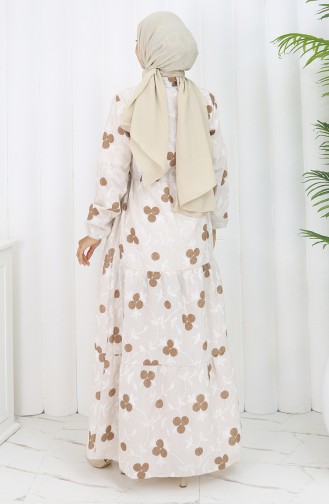 Beige Hijab Kleider 2099-05