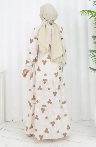 Robe En Lin à Demi-boutonnage 2099-05 Beige Marron 2099-05