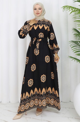 Schwarz Hijab Kleider 2104-01