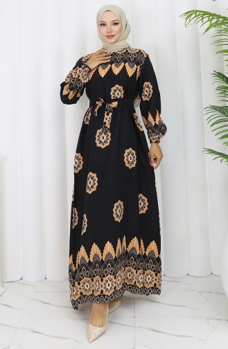 Schwarz Hijab Kleider 2104-01