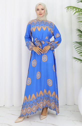 Blau Hijab Kleider 2104-02
