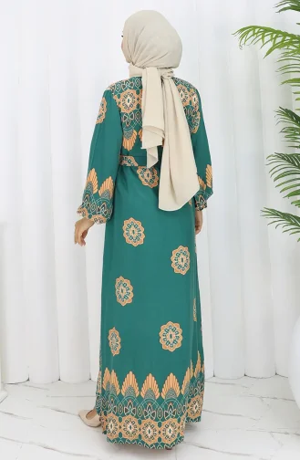 Gestreepte Jurk Met Riem 2104-03 Smaragdgroen 2104-03