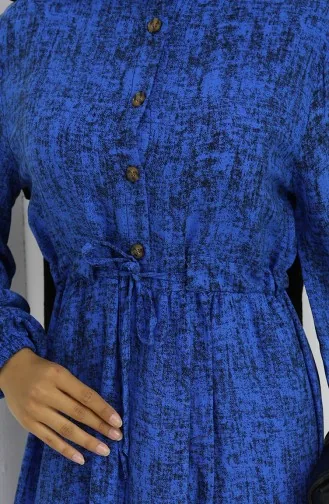 Gemustertes Kleid Mit Bindeband An Der Taille 2107-05 Saks 2107-05
