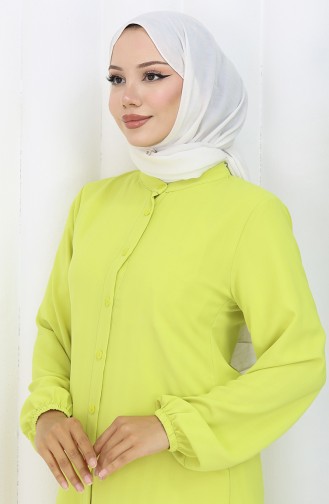 Boydan Düğmeli Tunik 3118-02 Sarımtırak Yeşil