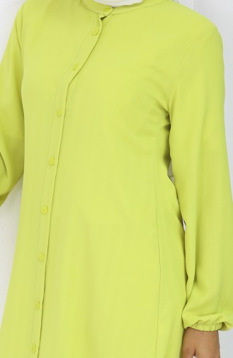 Boydan Düğmeli Tunik 3118-02 Sarımtırak Yeşil