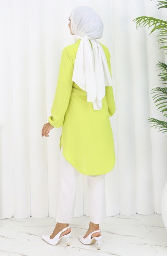 Boydan Düğmeli Tunik 3118-02 Sarımtırak Yeşil