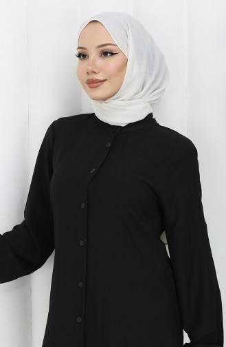 Boydan Düğmeli Tunik 3118-04 Siyah