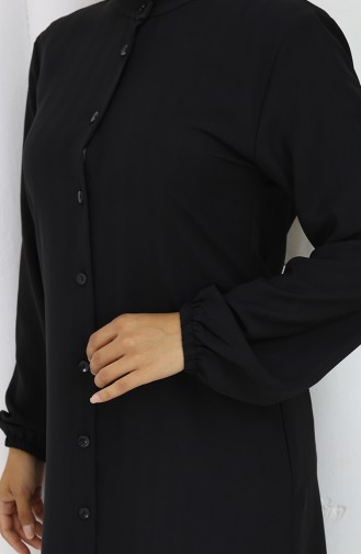 Boydan Düğmeli Tunik 3118-04 Siyah