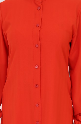 Boydan Düğmeli Tunik 3118-05 Nar Çiçeği