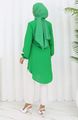 Boydan Düğmeli Tunik 3118-06 Zümrüt Yeşili