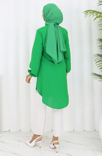 Boydan Düğmeli Tunik 3118-06 Zümrüt Yeşili