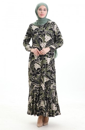 Khaki Hijab Dress 86020B-02